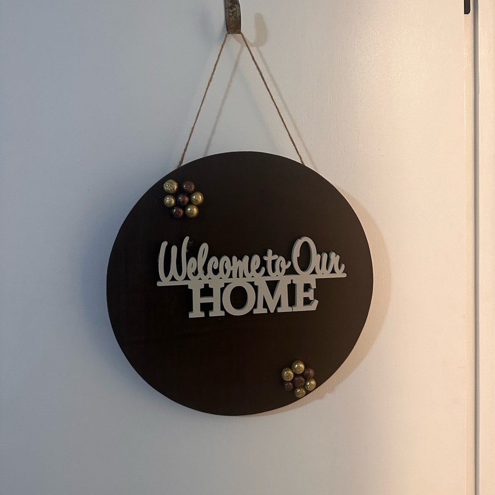 Welcome to Our Home Round Front Door Hanger